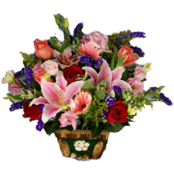 Lily and Roses Flowers Basket