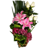 Timeless Grace Lily and Rose Wicker Basket